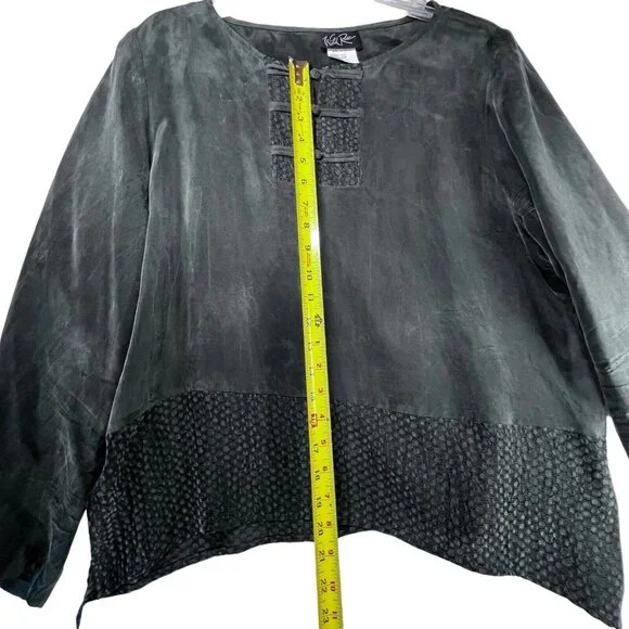 Vtg Wild Rose Midi Maxi Skirt Set 2 piece Womens 14 Gray Boho Rayon Textured USA - Picture 15 of 16